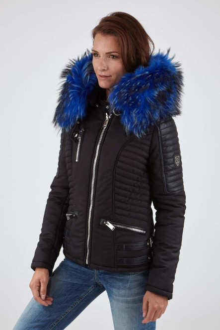Manteau en fourrure pour femme Horspist GRAND COL HORSPIST Noir&Bleu