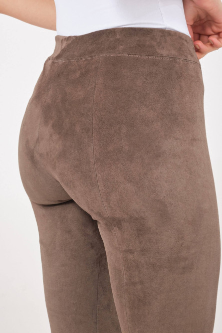 Pantalon cuir, jupe en cuir Sylvie Schimmel FUN Daim Taupe