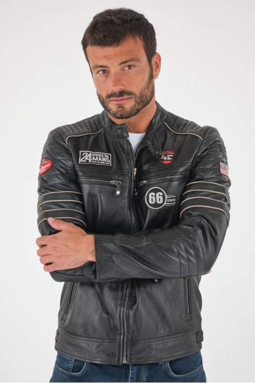 Blouson et veste cuir pour homme 24h Le Mans  IRON LE MANS Noir