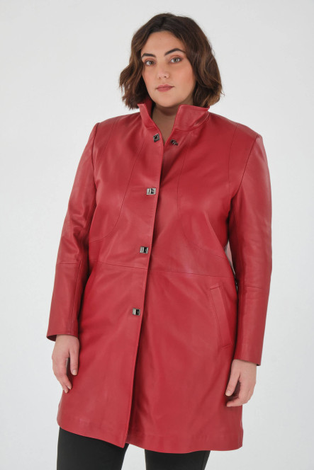 Manteau cuir, 3/4 et peau lainée Cesare Nori CHRISTY Rouge