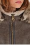 Bombardier LEVINSKY en peau lainée avec capuche fourrure couleur marron foncé Adine F Dark Brown