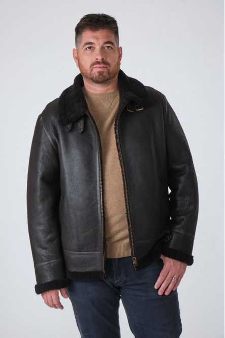 Sheepskin leather bomber jacket soft, Levinsky - EDWARD Brown | Cesare Nori