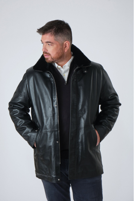 Sportswear chic leather jacket, Cesare 1955 - ROYALTY Black | Cesare Nori
